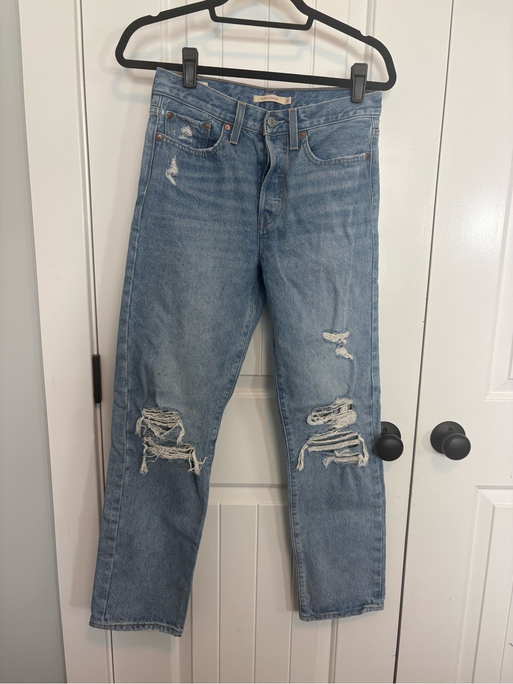 Levi's Light Blue Distressed Ankle Jeans